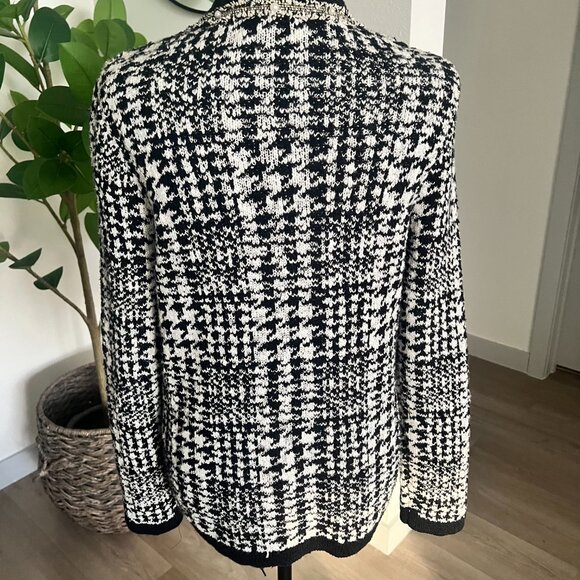 Chicos Open Front Blazer Cardigan Sz 0 US S Old Money Glam Classic Pearls - Picture 2 of 7